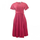 2022 Summer Pleated Dress for Women Elegant Ladies Office Dress Ankara Dashiki Robe Slim Solid Party Gowns Fashion Attire